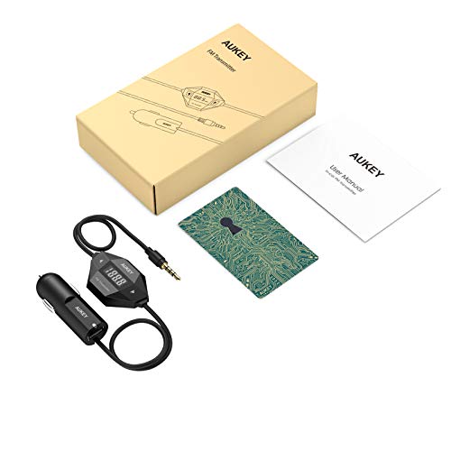 AUKEY FM Transmitter, Radio Adapter Car Kit with USB Car Charger, Compatible with Smartphones