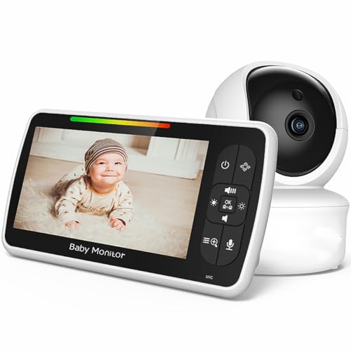 Lista de Partes de arriba para Bebé comprados en linea. 49 MOCOFLY Monitor Bebé 5 Pulgadas, Monitor para Bebe con Camara sin Necesidad de WiFi, Visión Nocturna, Encriptación Digital, Sensor de Temperatura, Audio Bidireccional, Canciones...