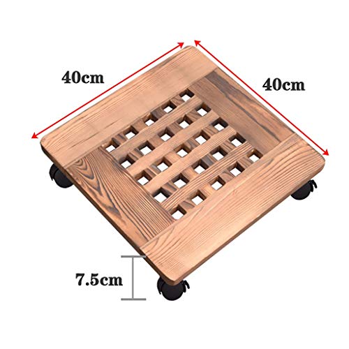 Palette pour jardin en bois jaune carré 25 cm avec roulettes robustes