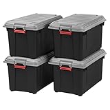 IRIS USA SIA-760D 82 Quart Weathertight Storage Box, Store-It-All Utility Tote, Blak/Gray/Red, 4 Count