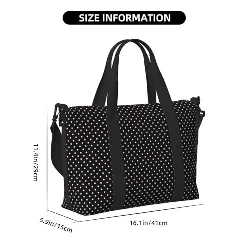 Travel Duffle Bags For Women Men - Polkadots Balck Pattern Print Personal Item Weekender Overnight Gym Carry On Airport Tote Bag With Strap For Yoga, Travel, Business Trips2