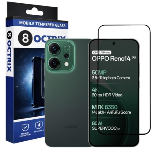 Image of Military-Grade Tempered Glass Screen Protector Compatible for Oppo Reno 14 Pro with Edge to Edge Coverage - Case Friendly, Anti-Scratch & Bubble-Free Installation Kit
