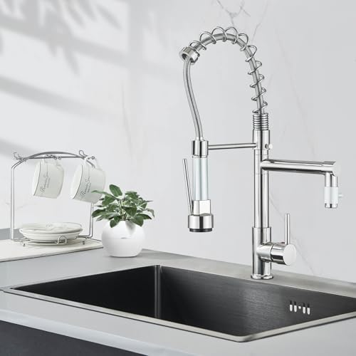 ZAMERY Robinet de Cuisine Avec 2 Jets Mitigeur Monocommande Mitigeur Robinetterie Pulvérisateur Double Fonction Pivotant à 360°Robinetterie Laiton Durable Finition Surface Brossée
