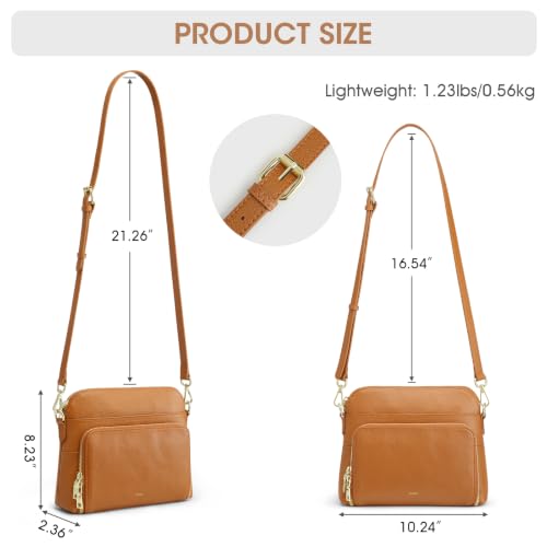Image of Kattee Leather Crossbody Bag with Built-in RFID Wallet | Top grain pebbled leather, built-in RFID wallet, multiple pockets, and an adjustable strap for everyday use.