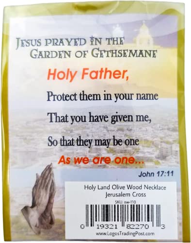 3D Jerusalem Cross, Wooden Cross Necklace for Men & Women, Certified Holy Land Olive Wood Orthodox Pendant Necklace from Bethlehem Israel, Christian & Catholic Religious Keepsake Gift4