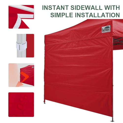 Image of Eurmax USA 10x6.4 Pop Up Canopy SunWall-UV Protection for Tents,Blocks Sunlight&Wind,Water Resistant Side Wall Only,Easy Hook & Loop Installation,Fit for 10FT Straight Leg Shelters&Gazebo,Red