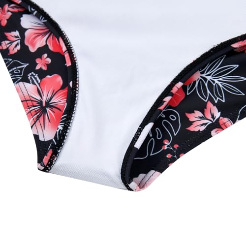 Image of BFUSTYLE Girls One Piece Swimsuit Cute Striped Bathing Suit Hawaii Swimwear 6-17 Years