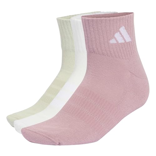 adidas Mixte Cushioned Sportswear Ankle Socks 3 Pair Pack Socks, magic mauve/white/halo green/white, M
