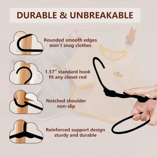 Image of 12 Pcs Kids & Baby Clothes Hanger Set, Premium Plastic Hangers for Dresses, Tops, Rompers & Baby Wear, Space Saving,Perfectly Size to fit All Types of 0-18 Kid's Clothes