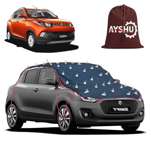 Image of AYSHU Water-Resistant Spike Car Cover for Mahindra KUV100 - Protects from Dogs, Monkeys, Dust, Sunlight & UV - Full Roof Universal Fit