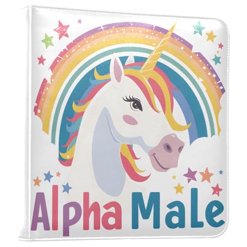 JIPONI Unicorn with Alpha Male Large Photo Album, DIY Leather Cover Scrapbook Albums for 4x6 5x7 6x8 Pictures, Self Adhesive Memory Book for Wedding, Baby, Family