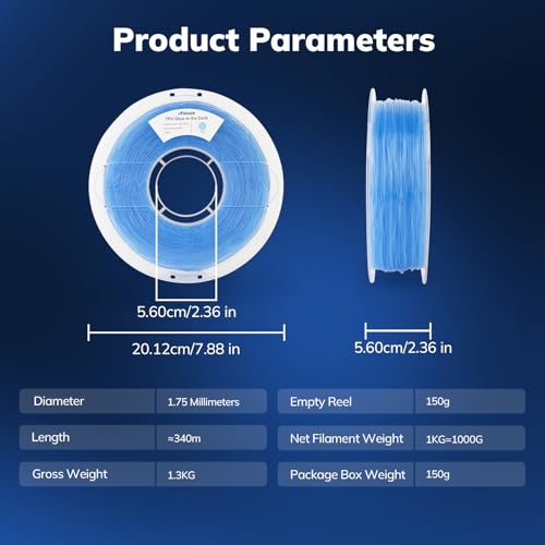 Image of AMOLEN 95A TPU 3D Printer Filament, 1.75mm Glow in The Dark Blue, Soft TPU Flexible 3D Printing Filament, Best with UV Lamps, 1kg Spool, Dimensional Accuracy + /- 0.02 mm, Fit Most 3D Printers