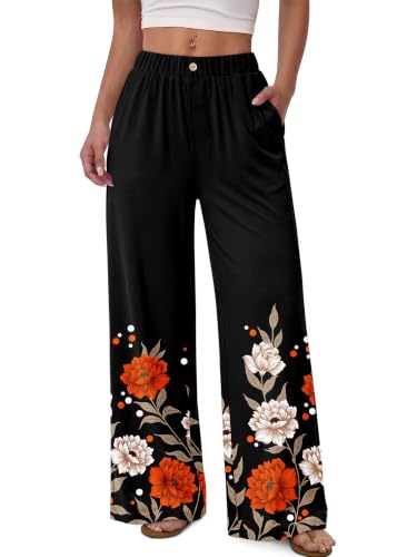 KISSMODA Womens Wide Leg Palazzo Pants High Waist Casual Work Pants Flowy Dress...