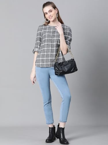 Image of oxolloxo Women's Checked Regular Fit Blouson