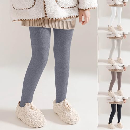 Girls Thicken Fleece Lined Leggings Basic Solid School Uniform Pants Casual Soft Stretchy Cotton Tights for Kids 3-12 Years2