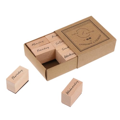 Wooden Weekly Seal Stamp Set for Scrapbooks and Envelopes