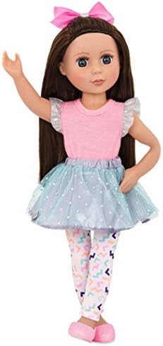 Glitter Girls – 14-Inch Fashion Doll – Brown Hair & Purple – Blue Eyes – Poseable Arms & Legs – Ruffle Outfit & Hair Bow – 3+ Years– Candice