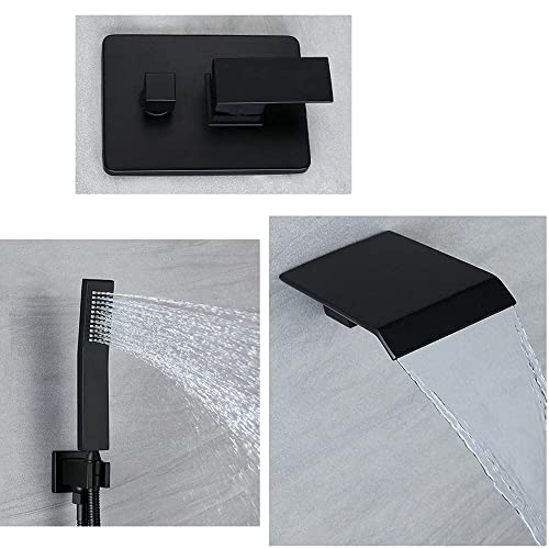Robinet de bain cascade mural kit douche chaud froid pommeau tuyaux LUNEZY noir - 4
