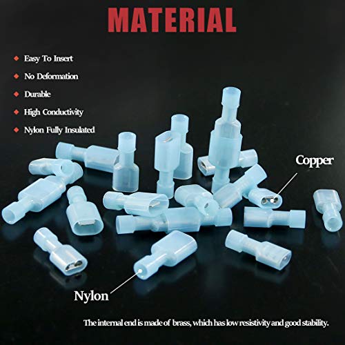 Hilitchi 100Pcs 16-14 Gauge Nylon Fully Insulated-Male Spade Terminals And Quick Splice Electrical Wire Connector Assortment Kit (16-14 A.w.g) #TOP4