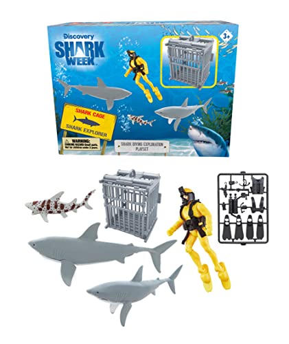 Image of Shark Week Discovery Shark Diving Exploration Playset, Cage, Leopard Shark, Birthday Gift and Party Favors for Kids