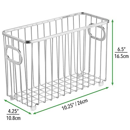 mDesign Set van 4 kleine metalen keukenkorden – flexibele opbergmand voor de keuken, voorraadkamer enz. – compacte en universele draadmand met handgrepen – zilverkleurig - Image 8