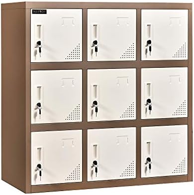 MAYROY Metal Locker Office Storage Locker Home Steel Locker School Storage Organizer, Storage Cabinet for Kids Students Employee (W9D) (White)