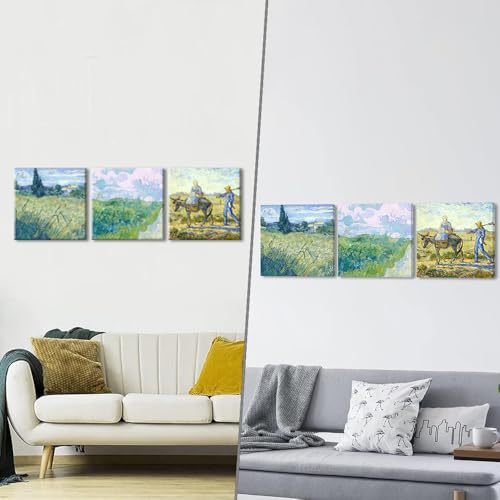 Tableau Van Gogh 3 pièces 30x30 cm impression sur toile champêtre