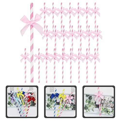 60 Pitillos de Papel Decorativos con Moño Rosa miniatura 2
