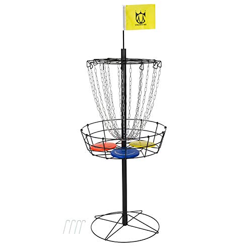 CROWN ME Disc Golf Basket Target Include 3 Discs, 18-Chain Portable Metal Golf