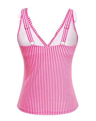 Image of Yonique Women's Tankini Top Only Tummy Control Bathing Suit Top Ruffle Swimsuit Top V Neck Swim Tank Top No Bottom