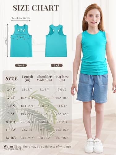 4 Pack Girls Tank Tops Girls Undershirts Sleeveless Cotton Racerback Crop Dance Tank Tops for Gymnastics Ballet3