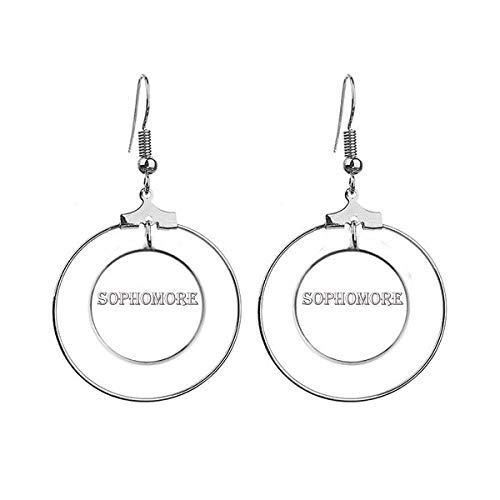 Boucles d'oreilles créoles légères Sophomore métal argent et lettrage noir