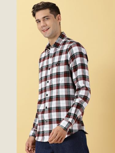 Image of Thomas Scott Men's | Checks | Full Sleeve | Regular Fit | 100% Cotton | Double Pocket | Spread Collar | Casual Shirt