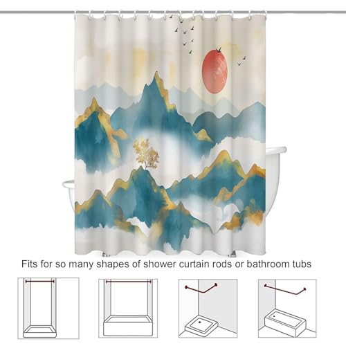Rideau de douche 240x200 cm imperméable bleu clair - 8