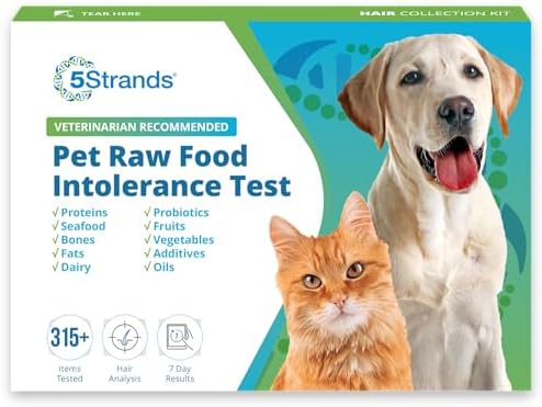 5Strands Pet Raw Food Intolerance Test, 300+ Items Tested – Raw Food Diet at Home Testing, Accurate Hair Analysis, Results in 5-7 Days