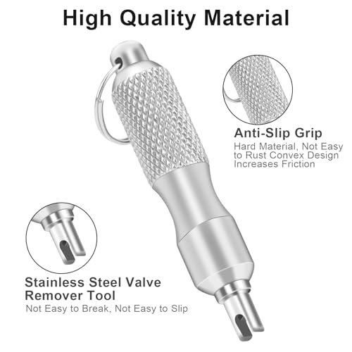 Image of Linkstyle 2PCS Valve Core Removal Tool, Stainless Steel Tire Valve Stem Tool with Knurled Grip, Compact Tire Repair Tool for Car Truck Bike Motorcycle