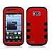 For ZTE Savvy Z750C (Straight Talk) Hybrid Cover, Red PC+Black Skin
