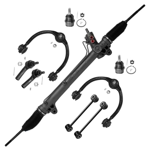 Image of Detroit Axle - Rack and Pinion Kit for 2005-2010 Grand Cherokee 2006-2010 Commander Power Steering Rack and Pinion Front Upper Control Arms Ball Joints Sway Bars Outer Tie Rods Replacement