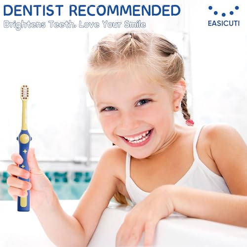 Image of EASICUTI Extra Soft Toddler Toothbrushes 8 Pack, Space Style Kids Toothbrushes for Ages 2-12 Years, Baby Toothbrush 12 Months and up, Childrens Toothbrush Help Remove Plaque and Stains-Blue, White