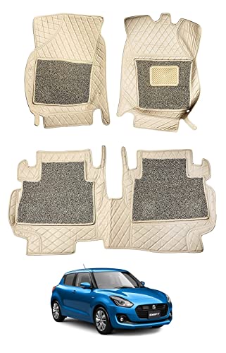 Image of Auto Hub Premium 7D car mat Maruti Swift (Model: 2018-Till Date), Luxury Double-Stich 7d Car Floor Mat Complete Set, 100% Waterproof and Washable, Color : Beige