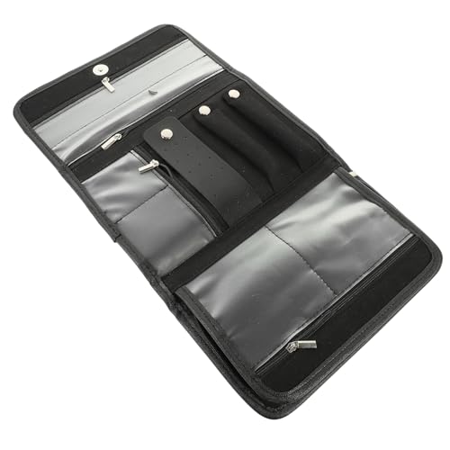 Veemoon Bolsa Enrollable para Joyas Negra Organizador Plegable Portátil de Viaje para Pendientes Anillos Collares y Pulseras Estuche Compacto Multifuncional para Almacenamiento Seguro