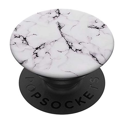 White-Marble-Effect - White-Matte-Marbled-Design PopSockets PopGrip: Swappable Grip for Phones & Tablets Cover