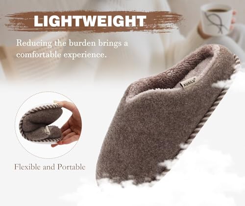 Image of KuaiLu Womens Supportive Memory Foam Slippers Felt Fuzzy Lined Heel Cushion Lightweight House Shoes for Indoor Outdoor
