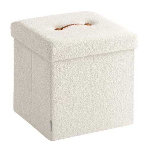 SONGMICS Hocker mit Stauraum, Faltbarer Sitzhocker, 38 x 38 x 38 cm Fußhocker, Sitzbank, Bettbank,...