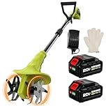 DEWINNER 20V Motobineuse Électrique avec 2 × 4.0Ah Batteries, Largeur Ø20cm, Motobineuse Électrique sans Fil avec des Gants pour Pelouse/Jardin/Travaux du Sol