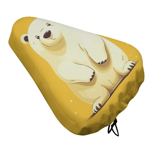 Cute Cartoon Polar Bear Bike Seat Cover - Universal Fit, Water-Repellent Bicycle Seat Cushion Heat Reduction Oxford Cloth, Drawstring Cushion Cover for Mountain/Road/Cruiser Bikes