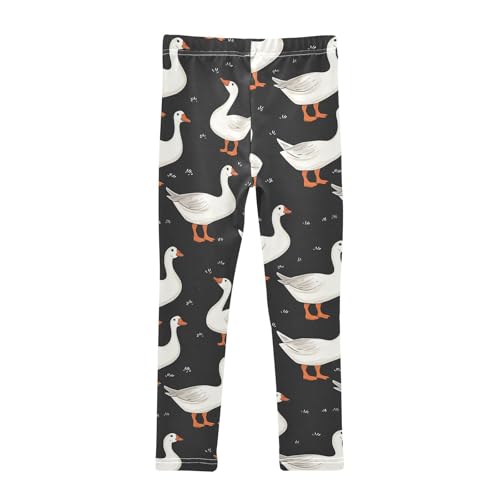 Farm Animal Girls' Leggings Toddler Doodles Goose Duck Kids Yoga Pants Dance Active Tights 4T2