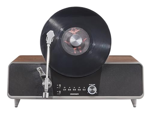 Crosley CR6049A-WA Beck Vertical Bluetooth Record Player, Automatic Turntable, Audio Technica, LED Light, Walnut