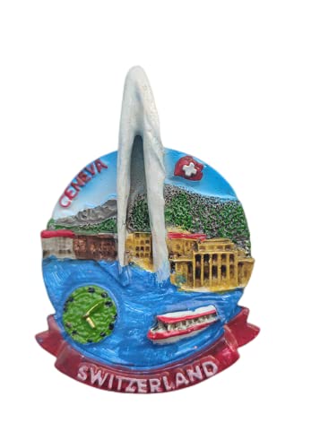Imán para nevera de Ginebra Suiza, recuerdo de viaje, decoración de nevera, 3D magnética, colección de manualidades