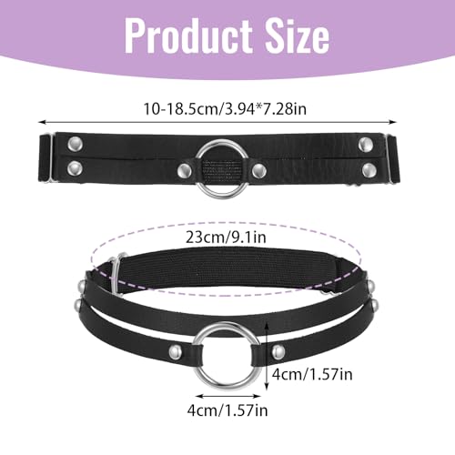 CIATBYYJ 2 Stück Schwarz Strumpfband,Verstellbarer Leder Bein Strumpfband,Gothic Strumpfhalter für Beine und Oberschenkel für Frauen Halloween Rave Karneval Cosplay Party Zubehör